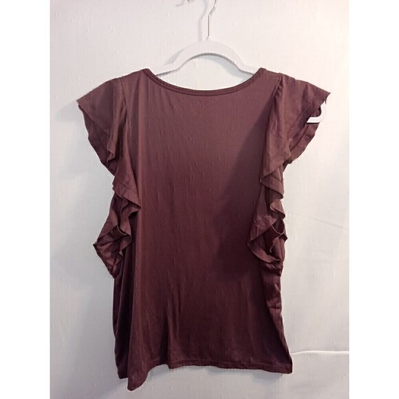 Freely Womens large purple flowy top Ruffle Sleeves - Picture 8 of 13